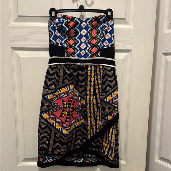 Xhilaration Blue Red Strapless Sheath Dress - Picture 2 of 11